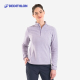 迪卡侬（DECATHLON）保暖户外抓绒衣外套男女运动宽松秋摇粒绒外套冲锋衣内胆 女款-半拉链-紫色 M