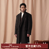 CULTUM【100%重磅羊毛】冬季全羊毛加厚长款柴斯特毛呢大衣男正装外套 黑色 XL
