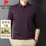 皮尔卡丹（pierre cardin）长袖t恤男翻领羊毛打底衫中老年装上衣爸爸秋冬季商务休闲polo衫