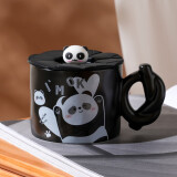 贝瑟斯水杯陶瓷马克杯带盖萌趣熊猫情侣杯伴手礼办公室喝水杯子咖啡杯