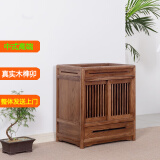 瑞呈堂（RUICHENGTANG） 实木茶水柜 餐边柜老榆木储物柜边柜功夫泡茶桌茶水烧水台 推拉门茶水柜
