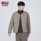 无印良品 MUJI 男式 便携式 无领羽绒夹克男款 男士羽绒服冬季款 保暖 浅灰棕色3A S