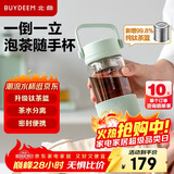 北鼎（Buydeem）泡茶随手杯 茶水分离家用耐高温玻璃杯便携 钛茶篮 470m|浅杉绿