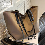 桃花洛夏季大容量女士包包2025七夕潮时尚单肩托特包百搭简约休闲手提包 卡其色  偏绿色