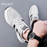 星期六男鞋头层牛皮秋新款男士休闲运动鞋男鞋子舒适小白鞋 白色 42 