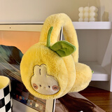 QUEEN TRIP毛绒耳罩女秋冬可爱兔子冬季保暖护耳套可折叠学生骑行加厚耳捂 黄色-兔子耳罩