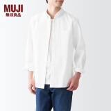 无印良品 MUJI 男式 棉水洗牛津 纽扣领衬衫 休闲百搭 衬衣外套 ACA01C2S 白色 L (175/100A)