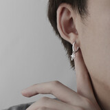 缔晶双十字架耳钉男士痞帅耳坠925银耳环单只潮流嘻哈耳饰耳扣男生