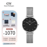 丹尼尔惠灵顿（DanielWellington）dw手表女 简约时尚欧美腕表石英女士手表 生日礼物送女友 28mm女表-黑盘典雅银钢带/DW218