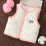 承承鹿新生婴幼儿夹棉保暖马甲男女童宝宝秋冬季坎肩对襟开衫外穿小背心 60208对门蒲公英粉 59 码(建议6-12斤宝宝穿)