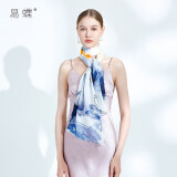 易蝶真丝丝巾女礼盒装送妈妈生日礼物女桑蚕丝围巾披肩 映日荷韵1#