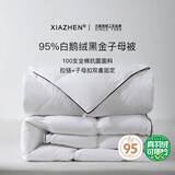 霞珍羽绒被95%白鹅绒被芯 A类100支全棉轻音鹅绒被子 防绒保暖 5A级子母被-100支全棉贡缎 220cm*240cm