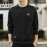 JEEP SPIRIT吉普卫衣男秋冬季男士卫衣圆领上衣服休闲T恤男装 黑色 XL