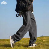 顶峰保罗（Dingfengbaoluo）工装裤子男秋季日系直筒纯色宽松港风休闲裤子DFS12灰色2XL