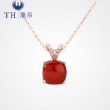 唐后（TH）红玛瑙项链女925银宝石吊坠小众时尚轻奢锁骨链送生日节日礼物 玫瑰金色红玛瑙