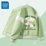 真维斯女童外套春秋款女大童洋气秋装衣服时尚开衫儿童休闲拼接棒球服秋 【单件外套】浅绿/J草坪绵羊 110