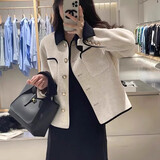 Mad Cortes白色小香风双面羊毛大衣女短款冬新款法式小个子高级毛呢外套 白色. S （105-115斤）