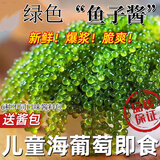 爱尚港新鲜盐渍海葡萄即食品儿童海带海藻草凉拌菜鱼子酱火锅寿司商家用 铝膜包装300g+6种蘸料