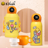 B.DUCK小黄鸭儿童智能保温杯数字显温双盖创意水杯316L不锈钢水壶650ml