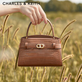 CHARLES&KEITH鳄鱼纹凯莉包手提斜挎婚包包女包生日礼物CK2-50270880-1 Chocolate Croco巧克力鳄鱼纹色（新色） S