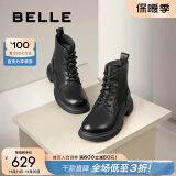 百丽（Belle）舒适马丁靴女2024冬季新商场款真皮时尚靴B7E2DDD4 黑色 34