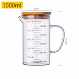 格娜斯（CRISTALGLASS）耐热高温玻璃量杯带刻度有手柄打蛋杯微波炉可加热鲜牛奶专用透明 量杯1000ml 带盖【杯身可微波/打蛋】