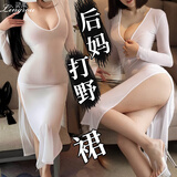 灵柔 情趣内衣 性感睡衣高开叉长裙透视装免脱睡裙制服诱惑夜店风后妈裙丁字裤夫妻刺激房事变态成人情趣用品