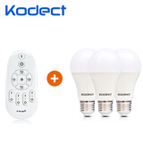 kodect遥控可调光调色LED灯泡超亮2.4G节能光源喂奶夜灯无极E27螺口220V 遥控器+3个灯泡 9W