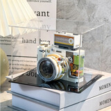 乐高难度复古相机手工拼装玩具摆件6男女生毕业季520中秋生日礼物 月光白【送亚克力+2帕恰狗+灯】