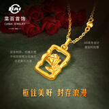 菜百首饰黄金链牌 足金ROSE浪漫复古相框 玫瑰  5D链牌 计价 HJ 黄金链牌 约3.80g 约43cm