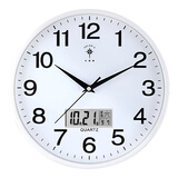 北极星（POLARIS）钟表挂钟客厅家用静音时钟现代挂墙简约挂表2025新款石英钟 【静音机芯】日历款-白色 12英寸（直径30.5厘米）