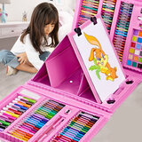 皓梵洁儿童画板绘画套装玩具女孩小孩画画工具套装水彩笔3生日礼物4-6岁 粉色画板【5大类画笔+画纸】