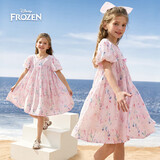 迪士尼（DISNEY）女童泡泡袖短袖连衣裙子六一 儿童节 演出礼服25夏DB421RE26粉100
