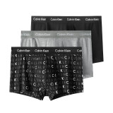 Calvin Klein CK 男士平角内裤套装 3条装 U2664G 送男友礼物 YKS字母黑灰 S 