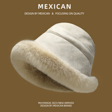 稻草人帽子女秋冬季加绒加厚保暖毛绒渔夫帽时尚护耳包头盆帽新款 【米白色】毛绒保暖 均码