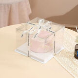 圣比莱透明蛋糕盒礼品盒生日蛋糕盒2/4/6/8寸单层透明款送米色英文丝带 六寸透单层明款直径21高17.5 1个