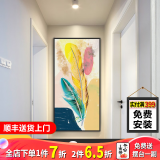 守灯人入户玄关装饰画北欧轻奢艺术玄关画竖版入门ins抽象客厅壁画走廊过道墙壁装饰画 A款 50*100黑框无玻璃+油画布