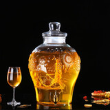 神瓶八玻无铅加家用酒坛子玻璃泡酒瓶子龙头泡酒容器酒罐酿酒药酒瓶酒缸 30斤将军+铜龙头 15L