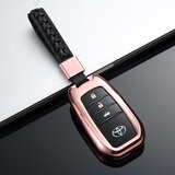 迪加伦 丰田钥匙包 新卡罗拉 汉兰达 雷凌双擎 普拉多 皇冠 钥匙套 汽车钥匙扣 改装 男女汽车用品 玫瑰金+时尚编织绳 丰田专用钥匙壳 16年款凯美瑞 埃尔法 兰德酷路泽