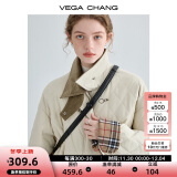 VEGA CHANG飞机扣棉衣女2024冬新款方领拼接菱格棉服外套ins潮 奶油米 XS