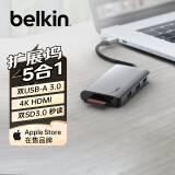 贝尔金（BELKIN）Type-C拓展坞 MacBook扩展坞5合1 电脑USB扩展TF/SD读卡器 iPad投屏HDMI 兼容雷电口 AVC007