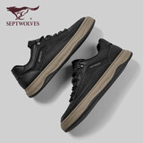 七匹狼（SEPTWOLVES）官方男鞋时尚板鞋运动鞋户外鞋透气休闲鞋W8343730238 黑色 41 