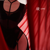 绫天生丝滑绫lingerie「系」云缎™性感诱惑可拆卸解构式吊带丝袜连体衣 Black黑 M「155cm-178cm」