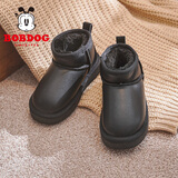 巴布豆童鞋冬季儿童运动鞋加绒抗寒男童雪地鞋中大童116545014黑色33