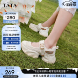 他她（TATA）厚底老爹鞋凉鞋女鞋玛丽珍鞋休闲运动鞋2024夏季3ER01BQ4 米白/杏/棕 34