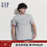 Gap【热卖爆款】男装2024夏新款撞色logo圆领短袖T恤纯棉上衣544465 灰色 185/108A(XXXL) 亚洲尺码