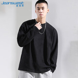 真维斯（Jeanswest）T恤男2026春夏新款纯棉简约纯色男士打底衫长袖T恤男黑色XL