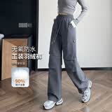 雪中飞羽绒裤女25冬户外防水运动工装加绒保暖90绒长裤灰色L