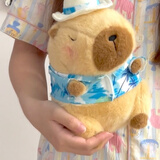 乐英奇夏日超萌卡皮风情巴拉水豚玩偶公仔可爱毛绒玩具女生女孩生日礼物 蓝色裙子款 25cm