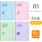 誉品（YUPIN）12本量贩装笔记本子文具加厚80页缝线本学生用日记本记事本软面抄写本 B5四彩生活-8本装/单本40张